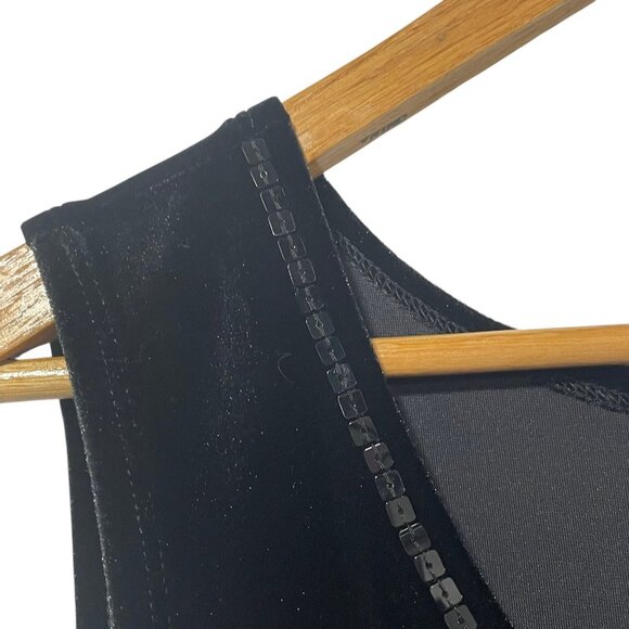 Quacker Factory Womens Black Velvet Tank Top Sequin Embellished Neck M Holiday - Picture 3 of 6